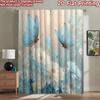2D Flat Printing 2pcs Curtains Blue Butterfly Flowers Digital Printed Polyester Drapes Family Party Use for Living Room Decor
