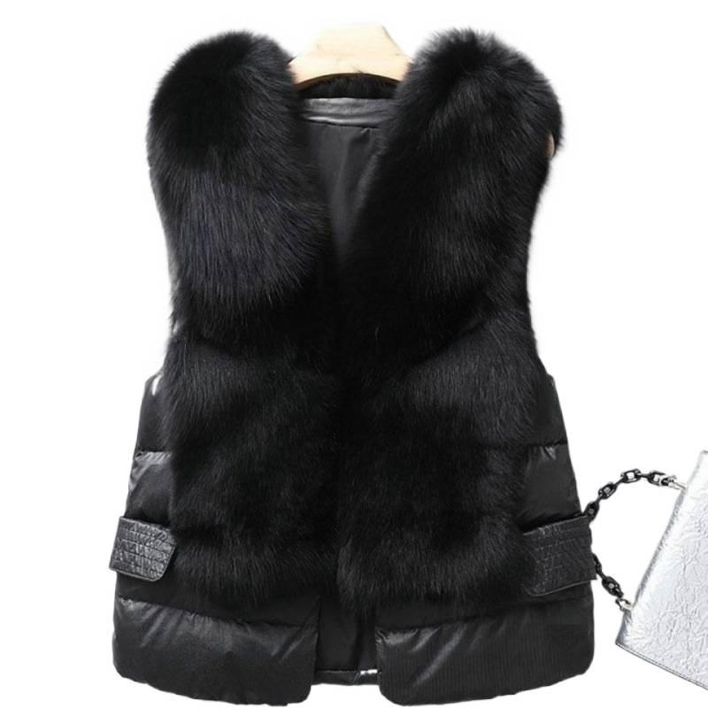 Vest Coat Autumn Short Down Jacket Women Iimitation Vest Winter Wear Waistcoat Sleeveless