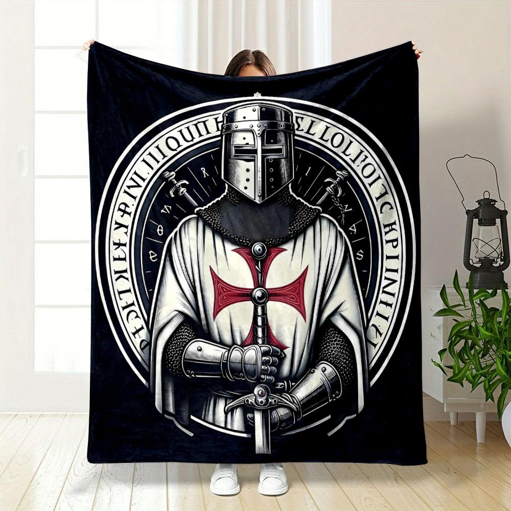 Crusader Knight Blanket Printed Blanket for Living Room Bed Couch Lunch Break Soft Cozy Blanket for Friend's Festival Gift