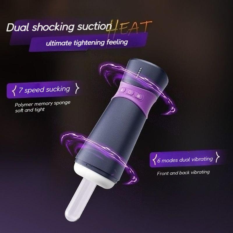 Dual Vibrating Vagina Masturbation Surrounding Heat Masturbator Cup Blowjob Suction Machine for Men Sexy Toy 7 Vibration Frequencies Penis Exerciser