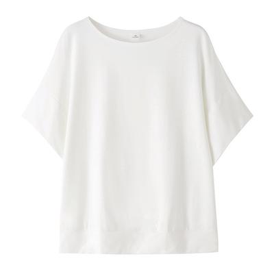 [Blostirno] T-Shirt Women's Short Sleeve Dolman Top Plain Loose Fit Lightweight Spring/Summer (JP0093WH-XXL) White 2XL