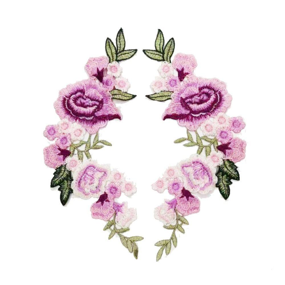 1Pair Polyester Fiber Embroidery Flower Patch DIY Handmade Clothing Accessories Embroidery Floral Applique Floral Patches Hat