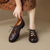 Fashion 2025 New Spring/Autumn Women Pumps Square Toe Chunky Heel Shoes Leather Shoes for Women Cross-tied Mary Janes Lace-up Shoes