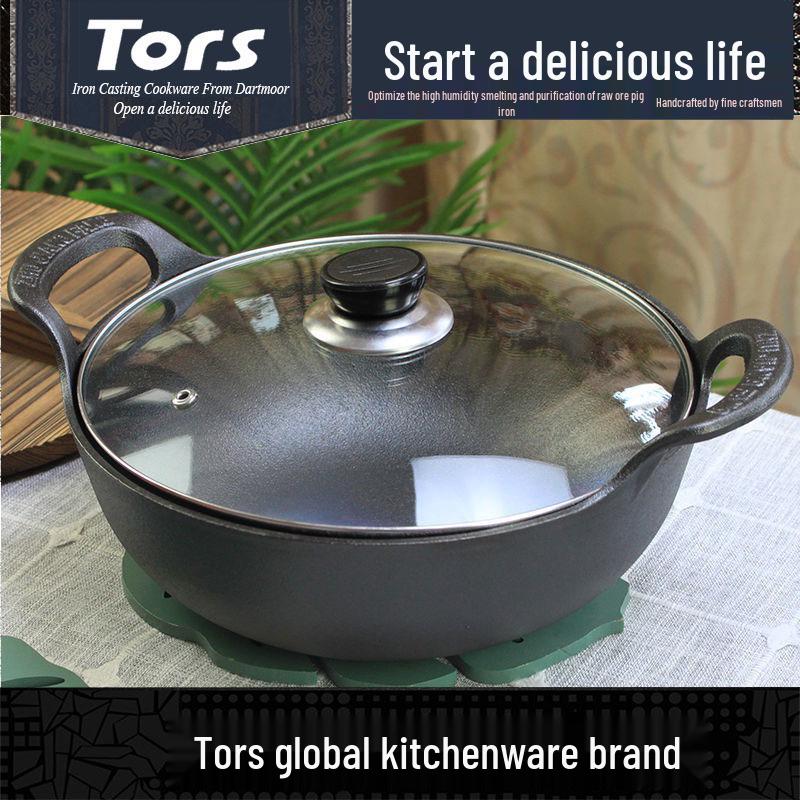 Thor's Cast Iron Yuanbao Double Ear Flat Bottom Stew Pot