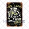 Fish Vintage Posters Sign Metal Plates Fisherman Fishing Solves Rules Classic Salmon Plaques Home Decoration Accessories 20X30CM