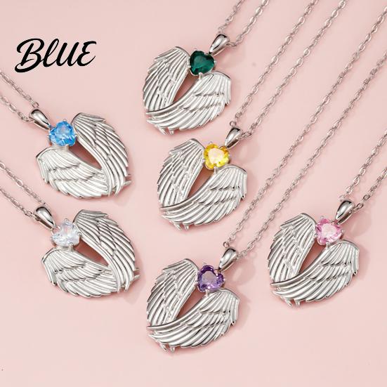 Angelic Charm Necklace Angel Wings Rhinestone Hug Guardian Pendant Blessings