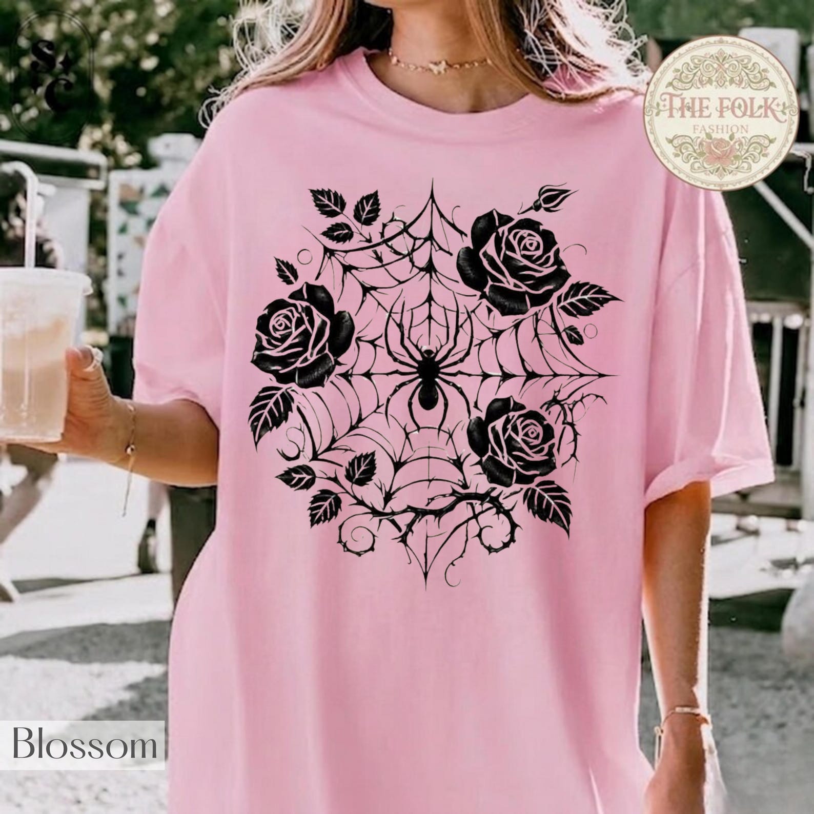 Spiderweb Rose Shirt, Spider Halloween Tee, Gothic Floral Tshirt, Pastel Goth Shirt, Whimsigoth Graphic Tee, Spider Web Shirt, Coquette Goth XL