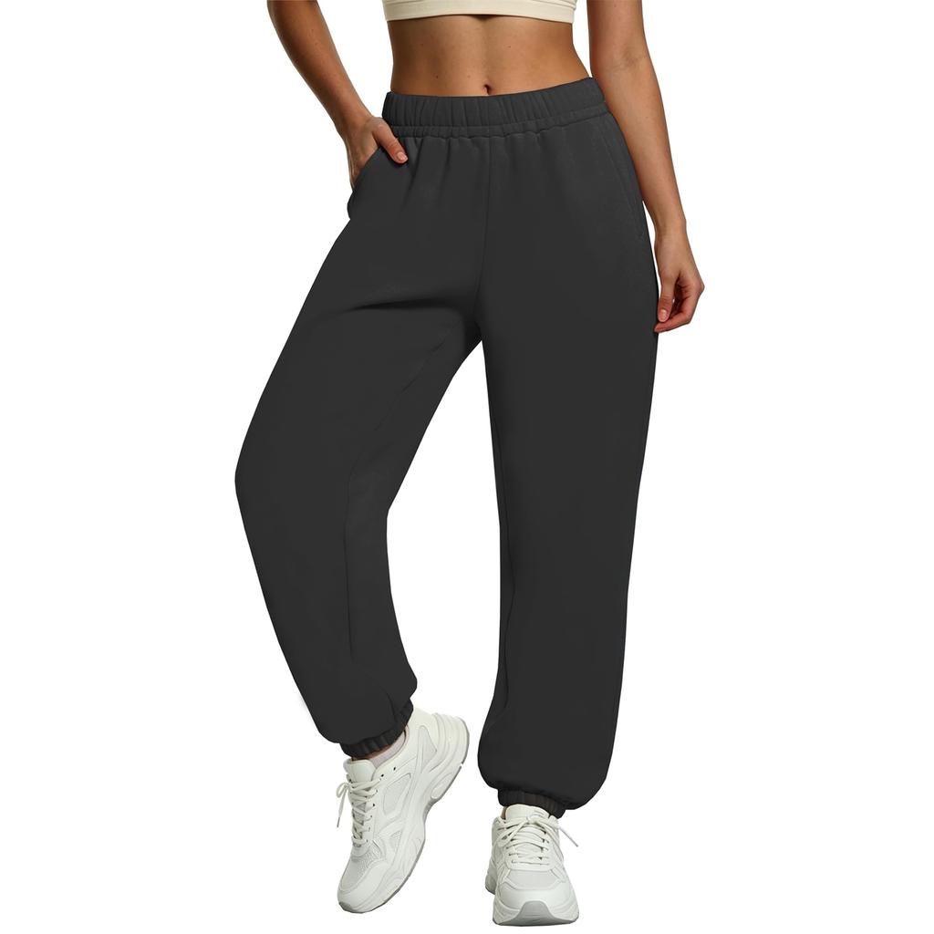 Women's Color Cuffed Jogger Pants Loose Fit with Pockets for Casual Everyday Wear