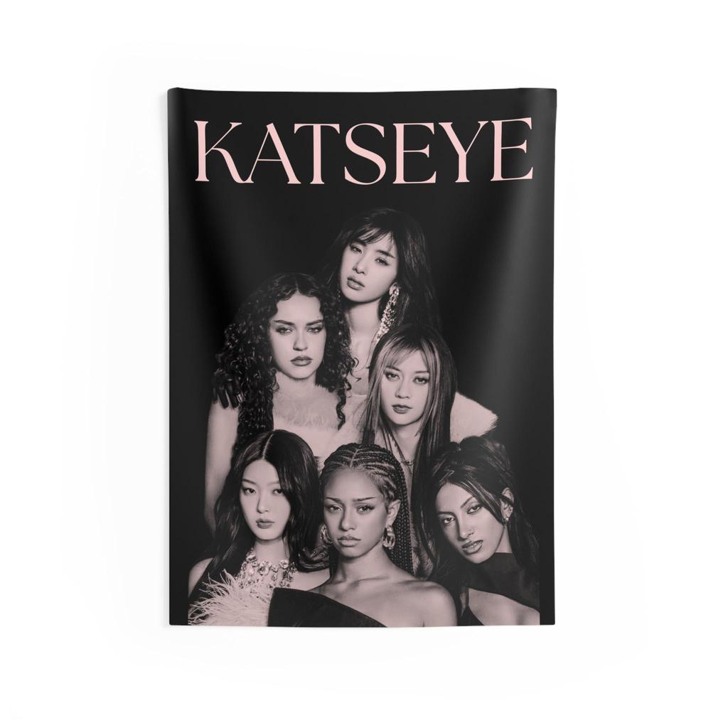 1 Stück Katseye Poster Wanddekoration Wandteppich KPOP Fan Geschenk Universitätswohnheim Schlafzimmer Wanddekoration Langlebige Fahne