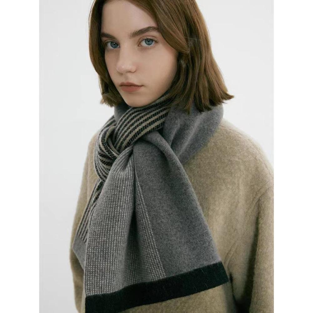 

Шарф премиум-класса, нишевый ретро-темперамент в японском и корейском стиле, универсальный теплый зимний вязаный шарф для пар