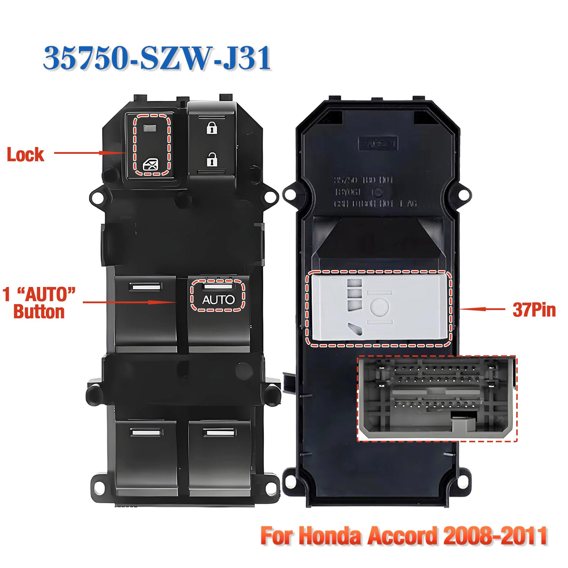 35750-SZW-J31 For Honda Step Wagon Spada RK2 / RK5,37Pin RHD Driver Side Power Window Main Switch Glass Lifter Control Button RHD 1AUTO