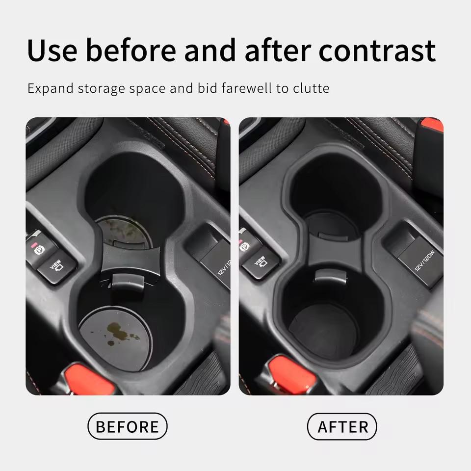 For Subaru Forester 2025 Central Console Water Cup Holder Center Drinks Storage Box Non-Slip Base Car Interior Accessories Black