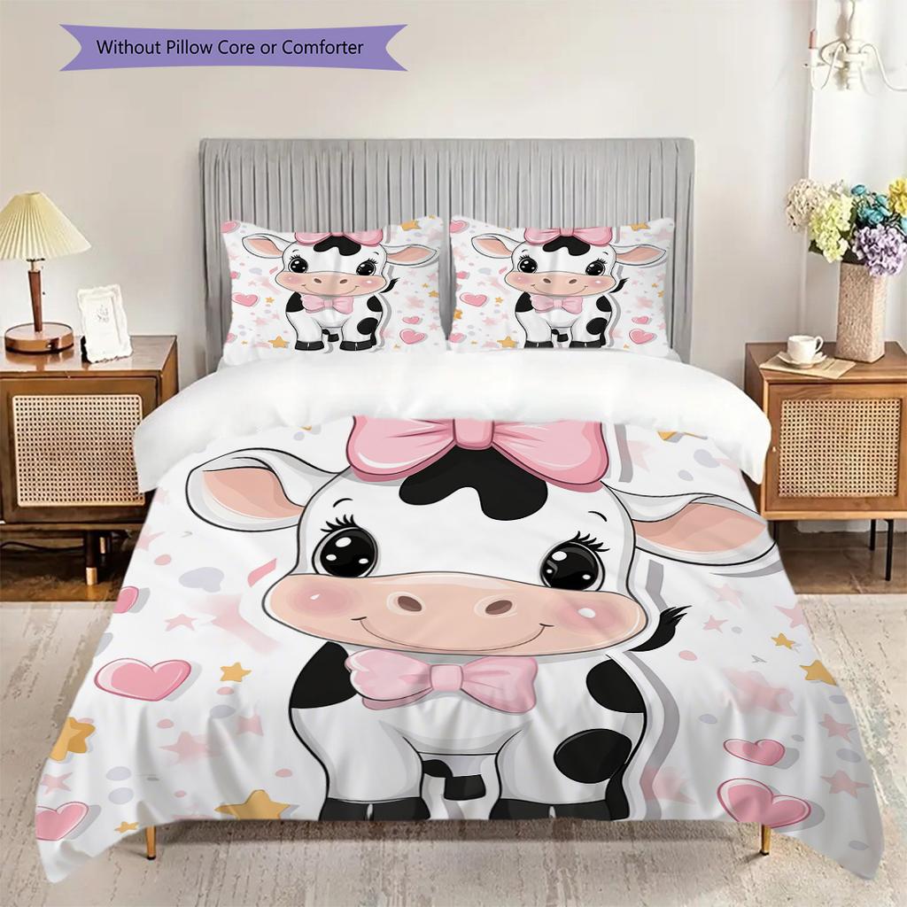 Cow Pattern Bedding Quilt Set Quilt Cover Pillowcase Home Decoration Birthday Gift (1 * duvet cover + 2 * pillowcase, without core)