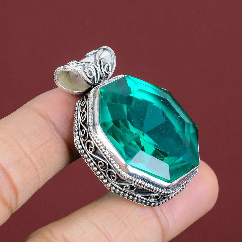 Faceted Chrome Diopside Pendant Gemstone Pendant Vintage Jewelry 925 Sterling Silver Pendant Handmade Pendant Engagement Gift Decent Jewelry