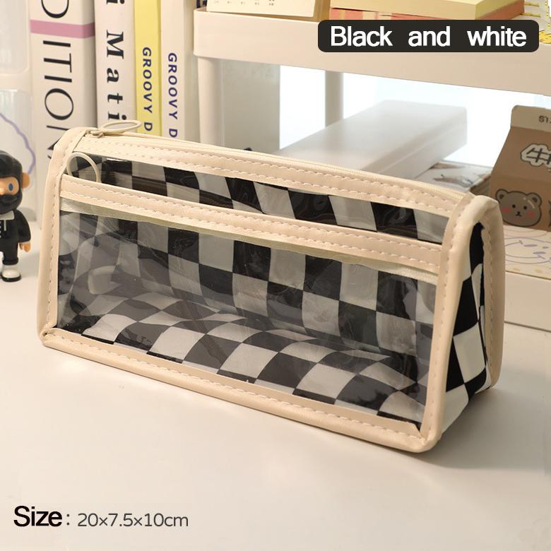 Kawaii Plaid Pencil Case Large Capacity Cute Portable Pen Box Back To School Office Supplies Korean Makeup Storage Stationery