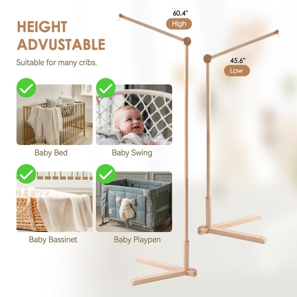 Bed Bell Standing Bracket Baby Rattle Toy 0-12 Months Toys Wooden Mobile Bed Bellbracket Newborn Bed Bell Hanging Holder Bracket