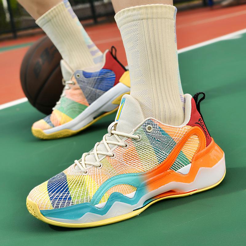 2025 New Mesh Basketball Shoes Men's Boots Actual Cement Rubber Outsole + EVA + TPU Student Sports Shoes