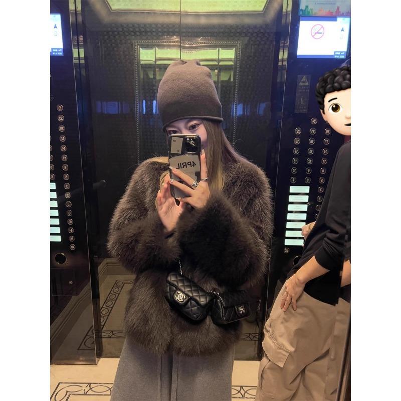 Fur Integrated Gray High-end Winter New Environmentally Friendly Fur Autumn and Winter Short Imitation Fox Fur Coat Women