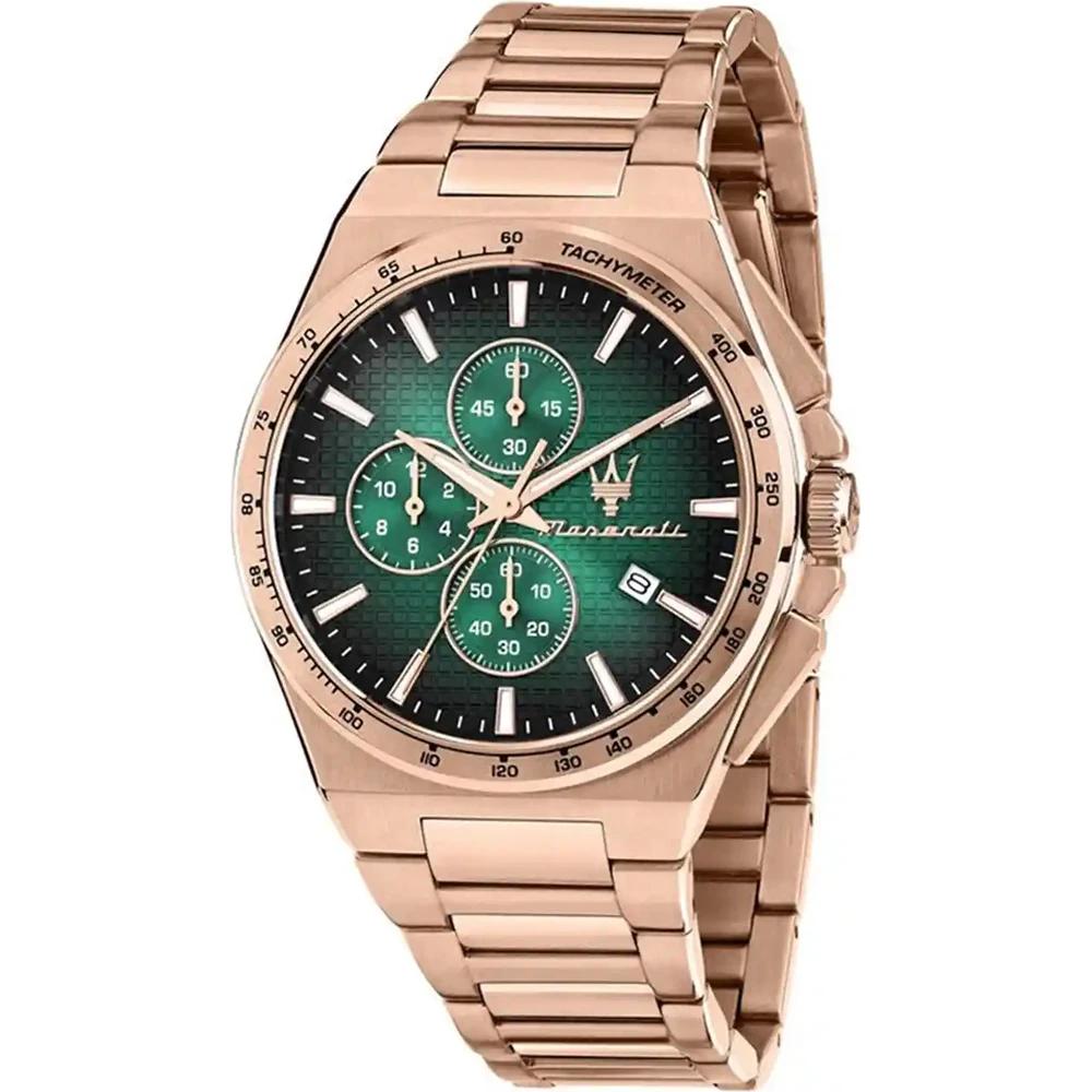 

Maserati Velocità Green Rose gold Stainless steel men s quartz chronograph R8873653001 зелений