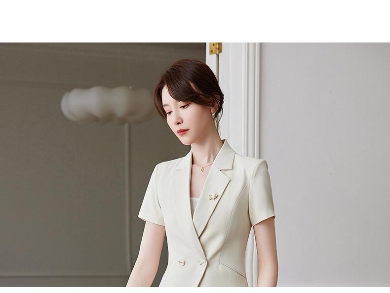 Women's Short-Sleeve Summer Professional Suit Set for Hotel Front Desk, Beauty Salon, and Gold Shop Manager Uniform