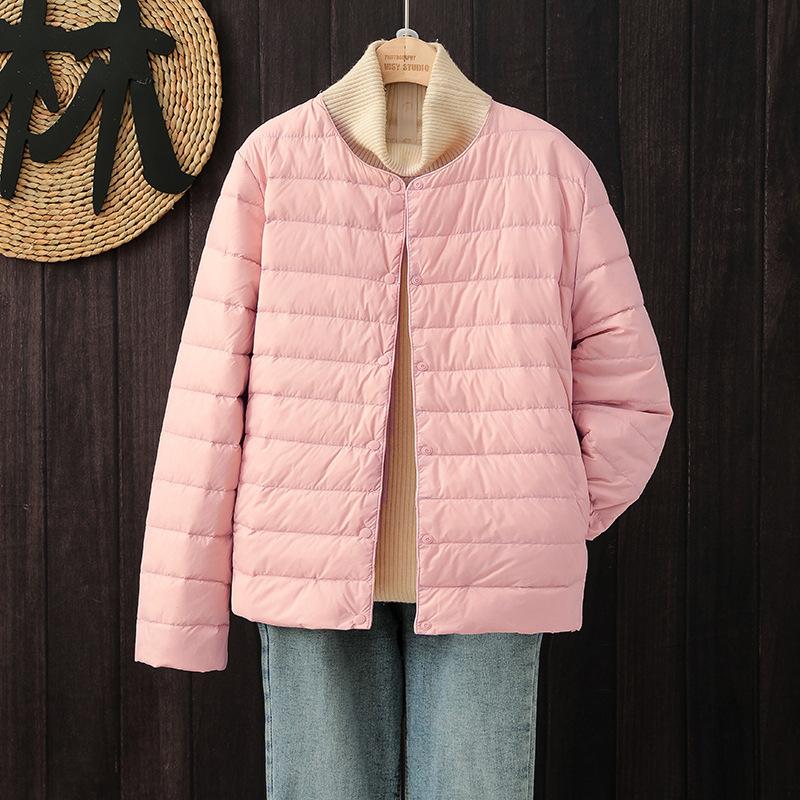 Light down jacket women's liner short round neck inner and outer wear thin women's clothing portable collarless jacket