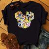 Funny Summer Disney Villains Printed Women T Shirts Round Neck Y2k Clothes Cartoon Graphic T Shirts 90s Female Tops Tees