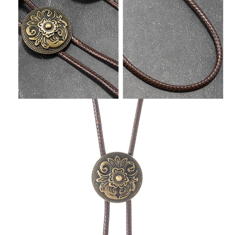 PU Leather Wax Rope Necklace With Alloy Accents Lightweight Bolo Tie Necktie For Women Men Practical Fashion Accessory