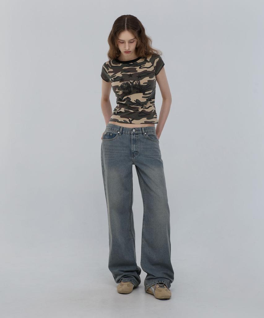 CHICKS Star Camo Slim Fit Tee Beige