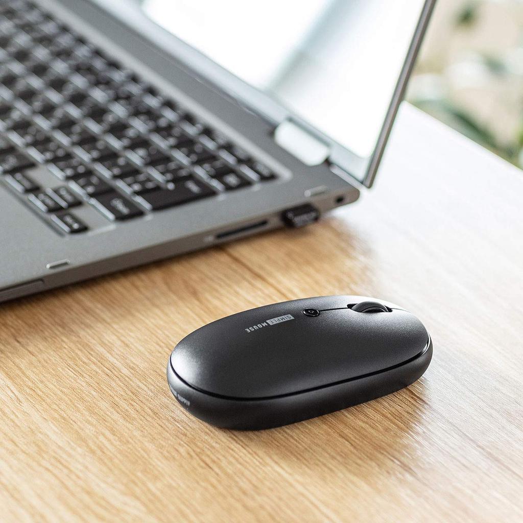Sanwa Supply Silent Wireless USB 1200dpi 3 Mouse, 2.4GHz, Connection, Optical, (3-Level Switching), Buttons, Medium, Black, MA-WR187BK