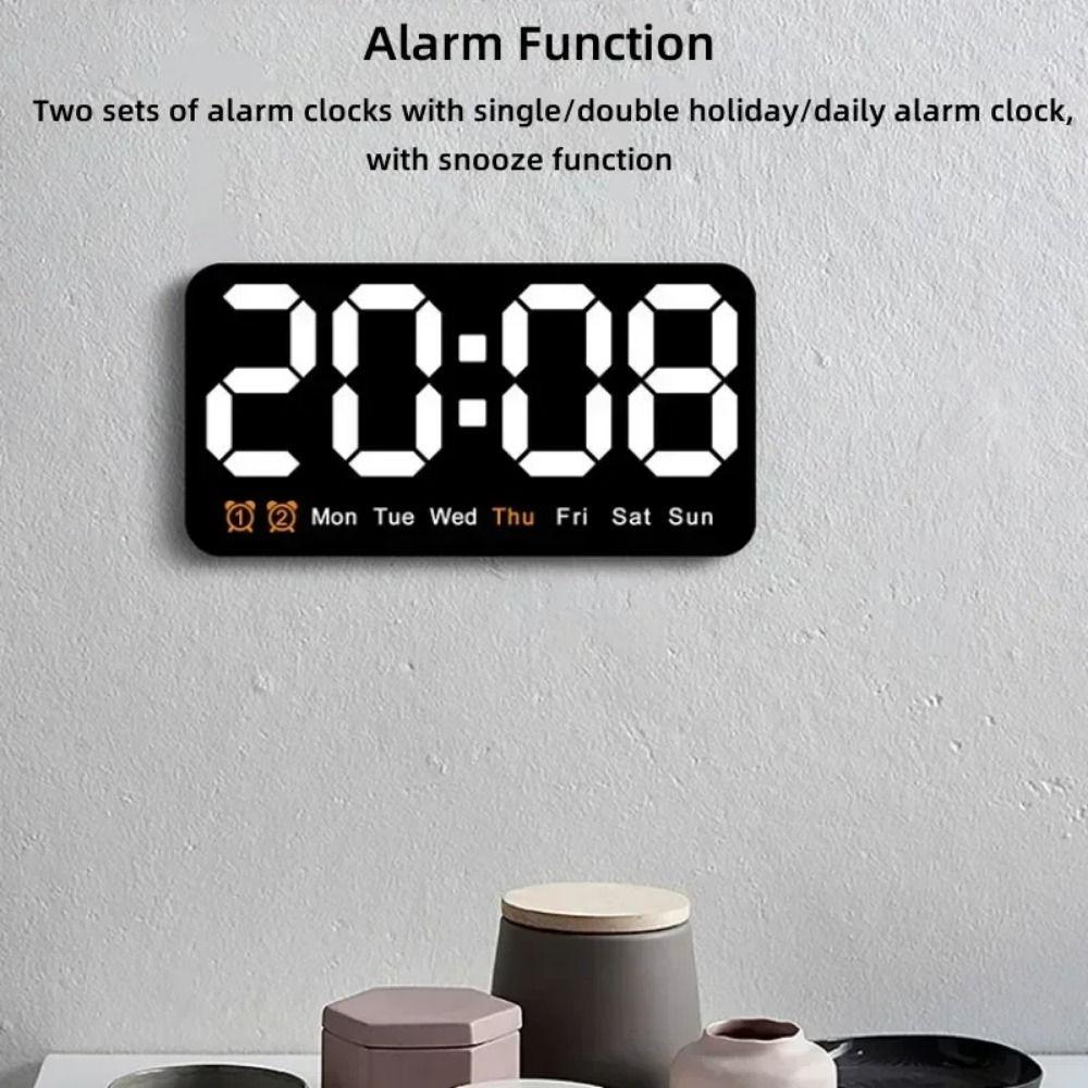 Temperature/Date Display LED Digital Clock Dual Alarms Wall-mounted Clock Living Room