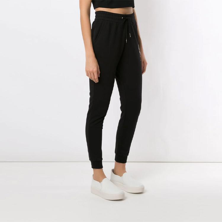 Armani Exchange FW21 Logo Print Drawstring Cuffed Knit Joggers Women bottoms Black 8NYPCX-YJ68Z-1200