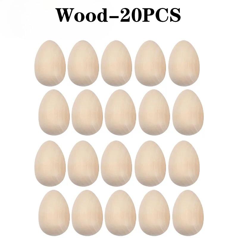 10-40PCS EasterWoodenEgg DIY Painting Set Realistic Imitation Eggs for KidsCreative DoodleToysFarmhouse Decor Wood Bead Ornament