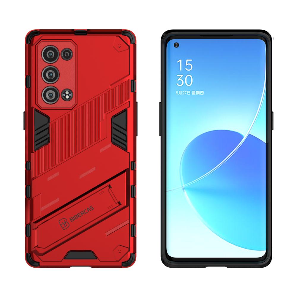 Shockproof Hard Case for OPPO Reno 6 Pro Plus Reno6 Z 5G Reno 6Z Punk Style Back Cover Casing with Kickstand