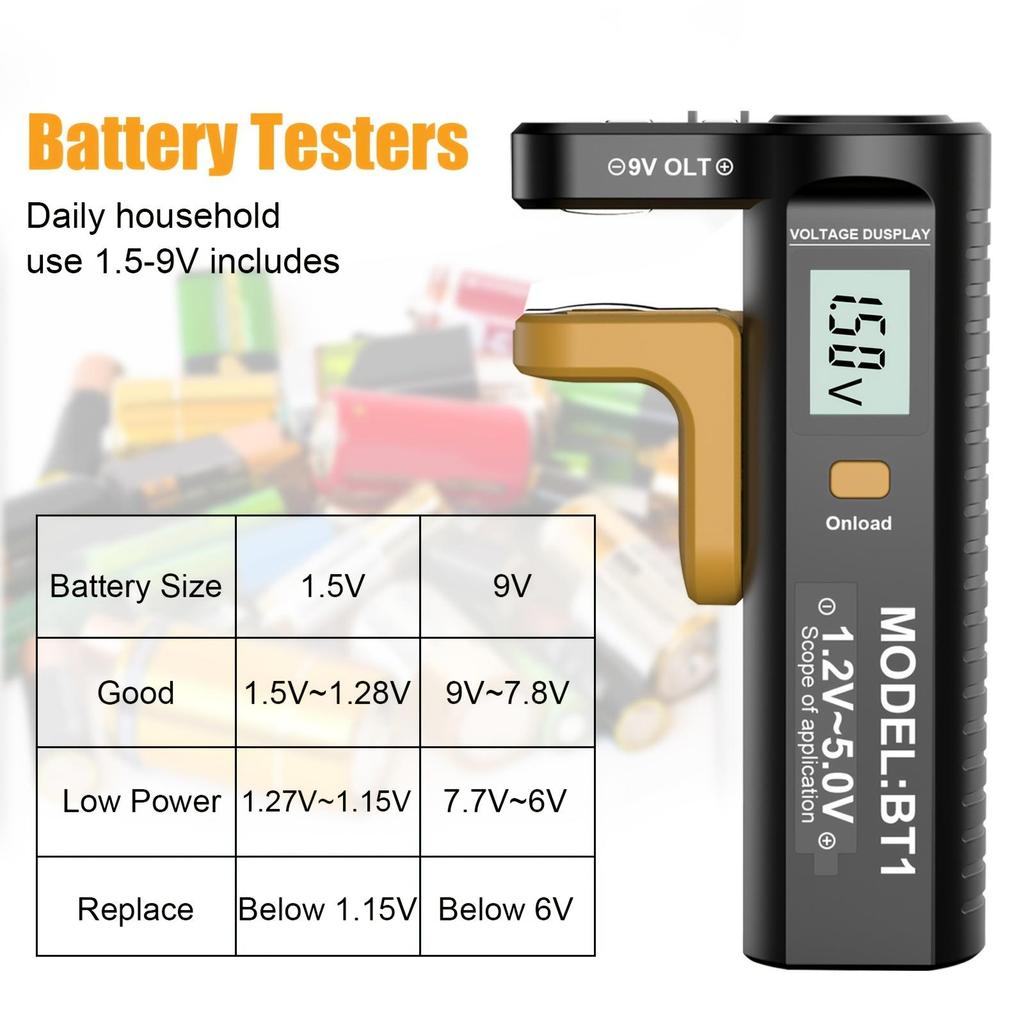 Digital Battery Tester LCD Display Battery Capacity Voltage Checker Battery Test Meter