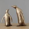 Brass Penguin Simulation Animal Sculpture Mother and Baby Penguins Golden Metal Ornaments Antarctic Statue Home Decoration