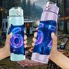 1PC Glowing Number Six Seven 750ml Color Plastic Sports Water Bottle Leakproof Flip Straw Lid Suitable for Sports Office Home Use