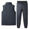 Men's Autumn and Winter Sports Suit Stand Collar Sleeveless Cardigan Jacket Outdoor Thick Warm Vest and Pants Two-piece Set