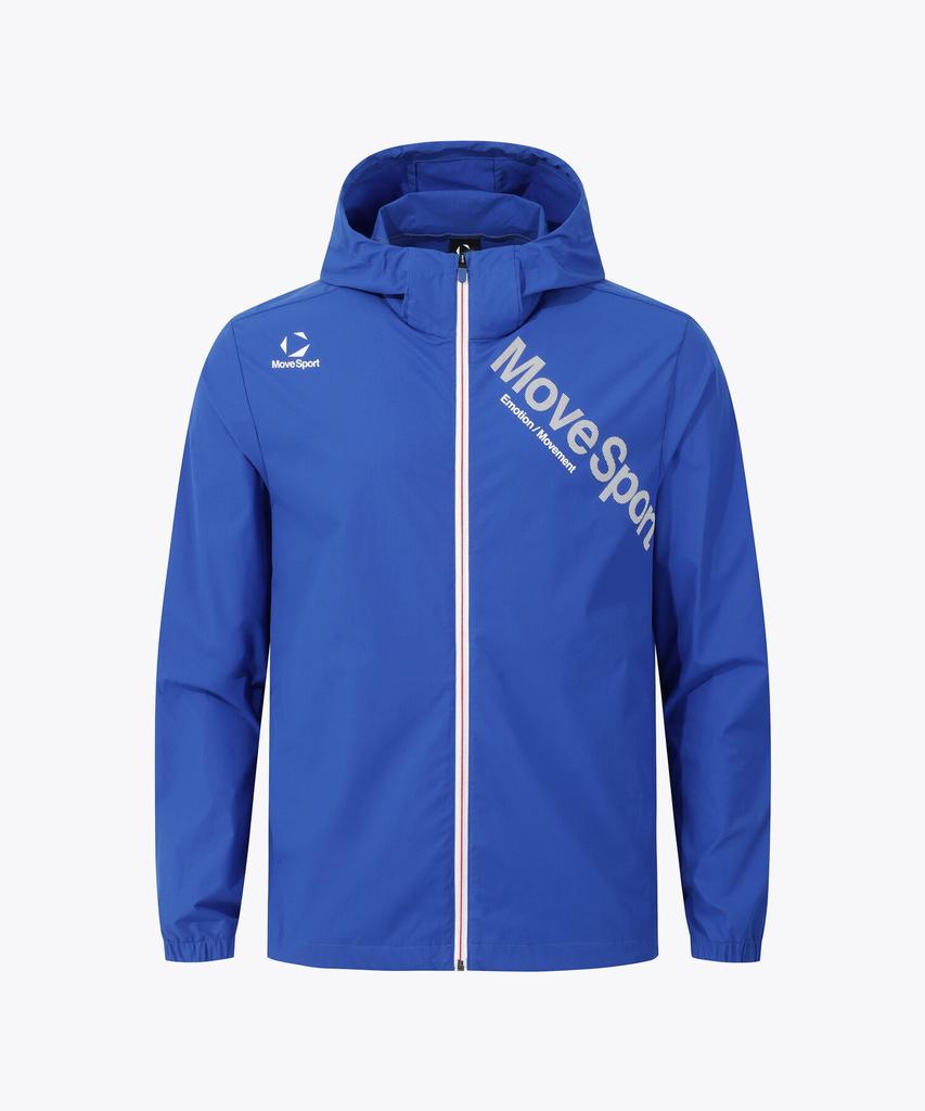 MUBEUSEUPOCHEUBAIDESANGTEU Wording Graphic Woven Hooded Windbreaker Jacket Blue Vs123Ewb11