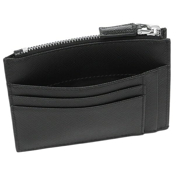 Geantă pentru carduri și monede cu logo triunghiular Saffiano, neagră, 2MC067 QHH F0002 [Prada] Bărbați [Articol]