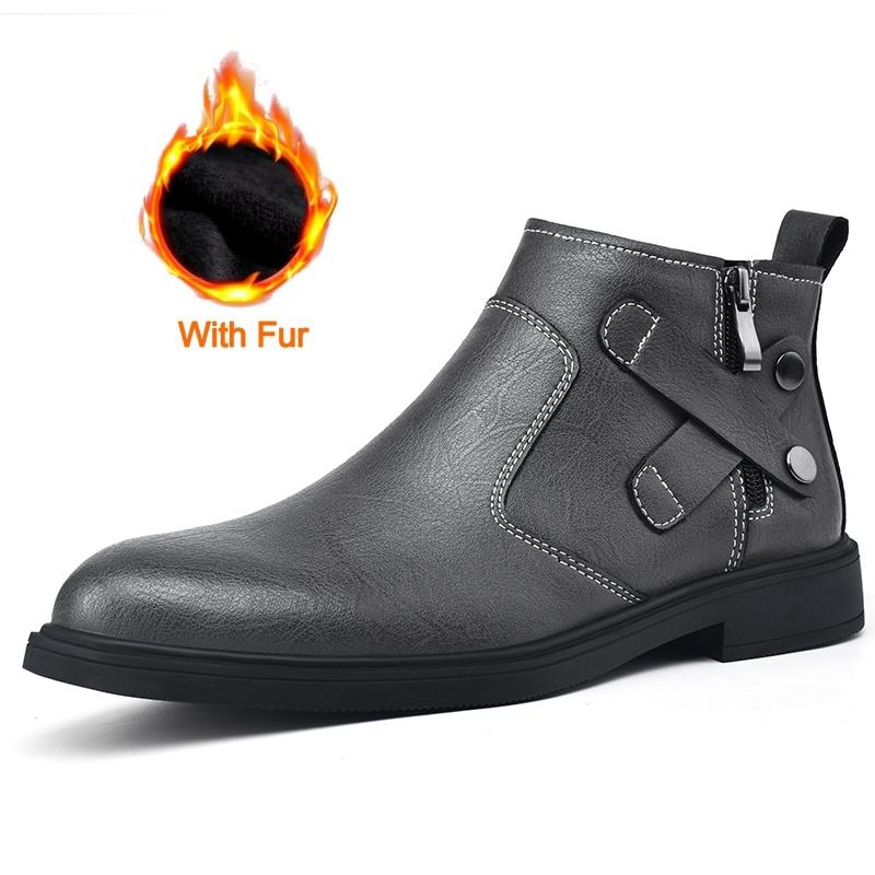 New Flat Designer Chelsea Boots British Style Men Brand Genuine Leather Ankle Boots Comfy Fashion Casual Leather Business Boots