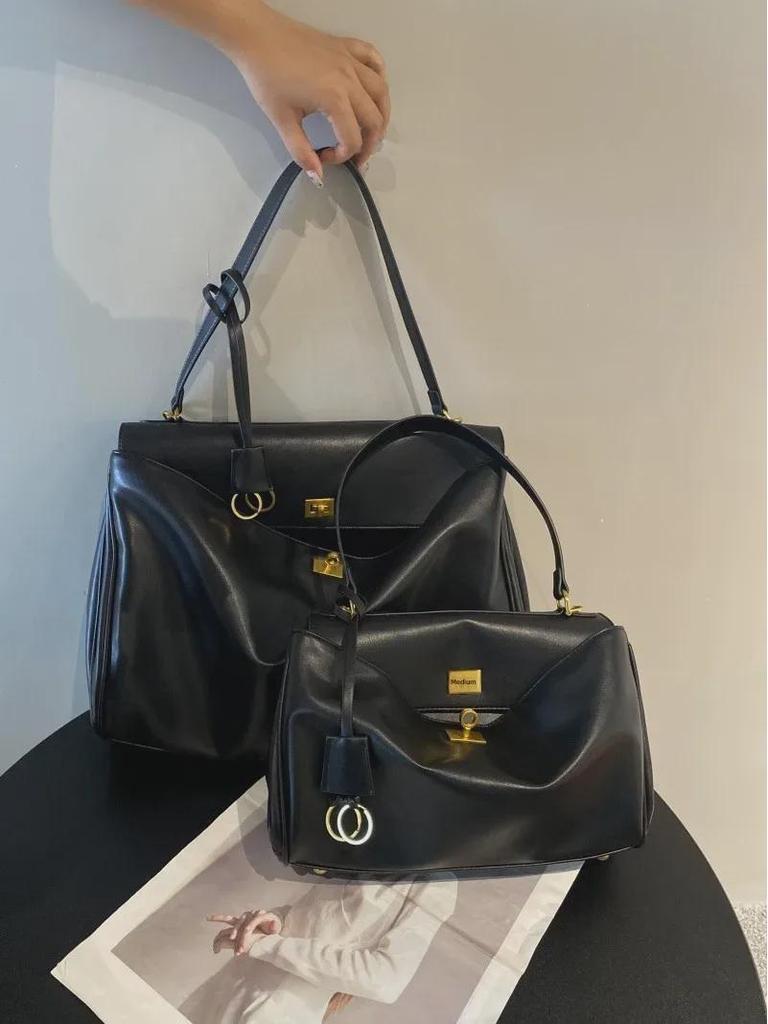 Dámská velká kabelka přes rameno z teletiny s uzávěrem – Neformální nákupní taška pro dojíždění