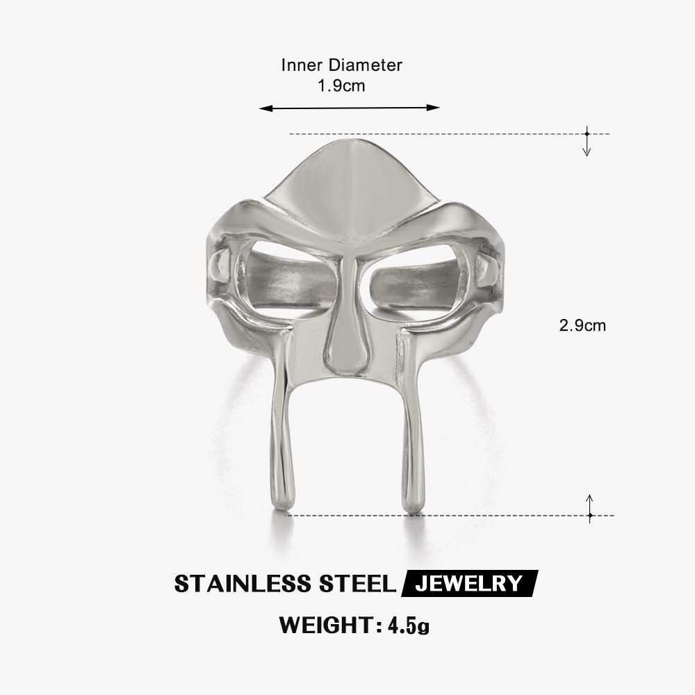 Vintage Goth Mask Rings for Women Egyptian Pharaoh Male Open Adjustable Ring Stainless Steel 18K Gold Plated Jewelry