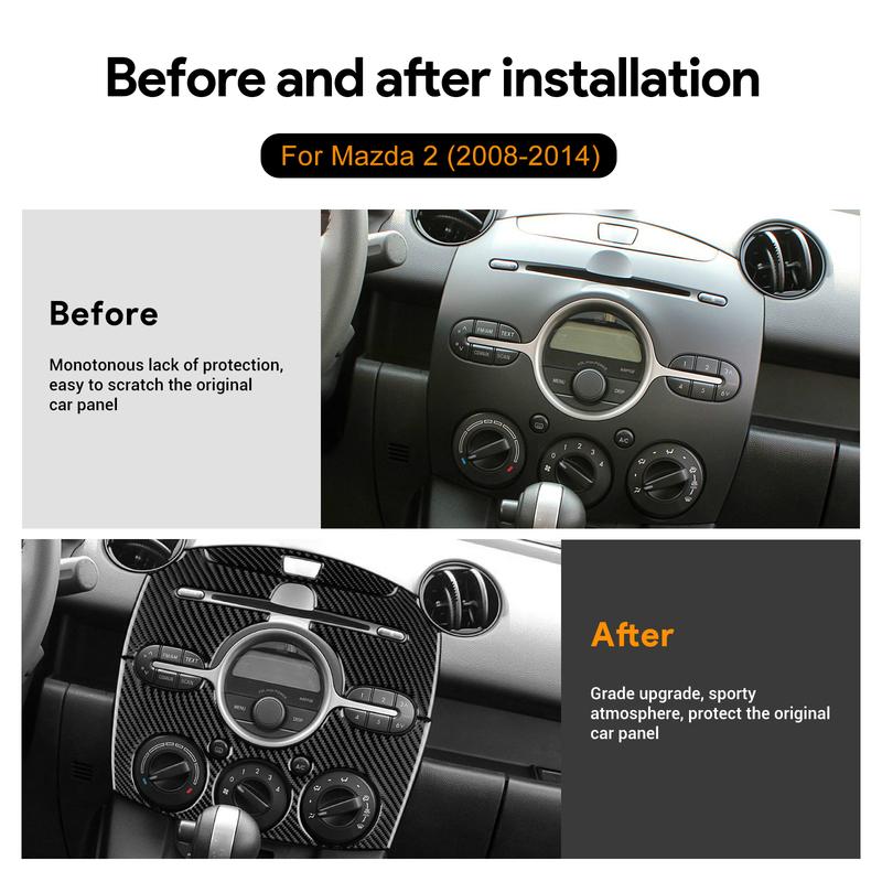 For Mazda 2 2008-2014 Center Control Panel Frame Trim Anti Scratch Wear Resistant Interior Decor Modification Car Accessories