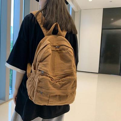 Damen Retro Canvas Doppel-Schultertasche - Rucksack im koreanischen Stil mit großem Fassungsvermögen für High-School-Schüler