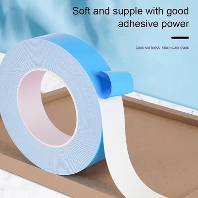10Meters/Roll Blue Film White Double Sided Tape Strong Self Adhesive Multifunctional PE Foam Tape 10/15/20/30mm Width