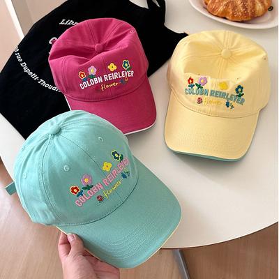 Women Embroidery Flowers Baseball Cap Sweet Cotton Outdoor Snapback Visors Peaked Hat Korean Letter Solid Color Hip Hop Dad Hats