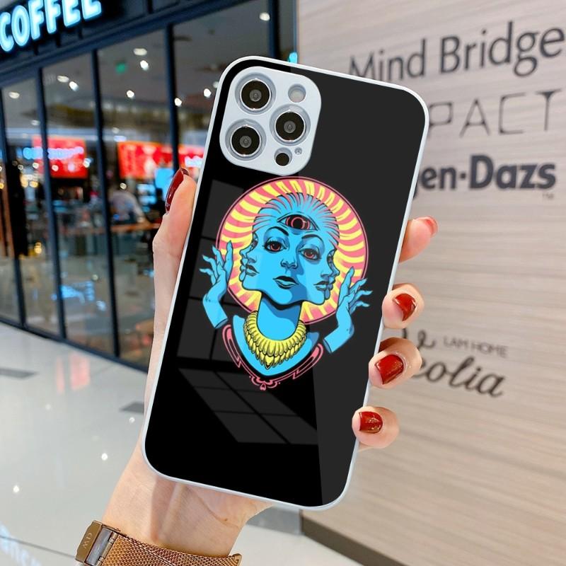 Coole seltsame Kunst-Telefonhülle für iPhone 14 13 12 11 Pro Max X XR XS 8 7 Plus Flüssigglas-Farbtelefonabdeckung