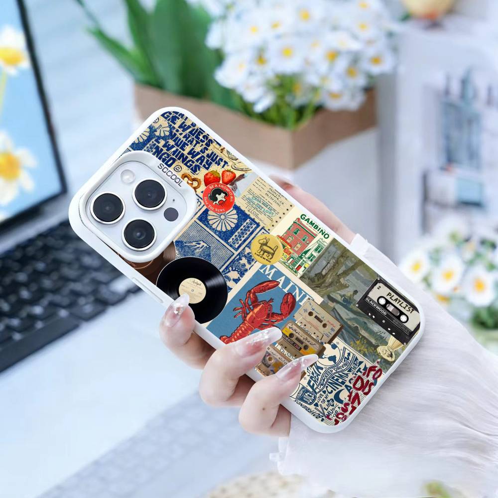 Collage  Phone Case For IPhone 16 17 15 14 12 13 Pro Max white Color Shockproof Cover