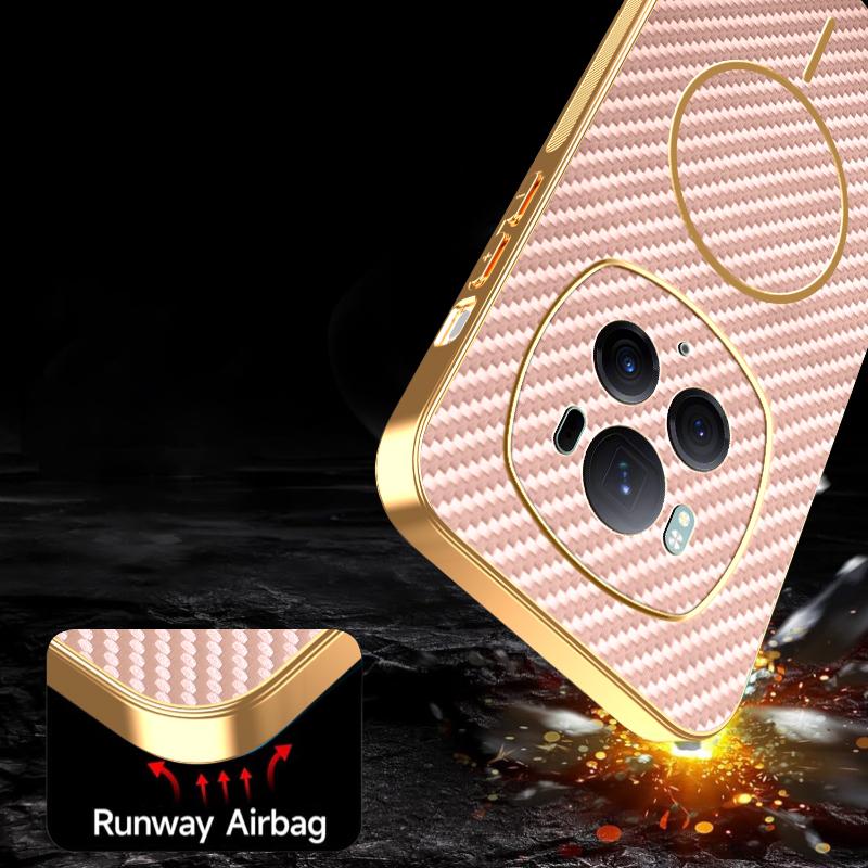 For Honor Magic6 Pro 5G Phone Case Carbon Fiber Textured Electroplated TPU Back Cover