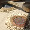 Vintage Pastoral Round Cotton Linen Placemats Bohemian Handwoven Tassels Placemats Soft Non-Slip Table Pad Vase Mats Accessories